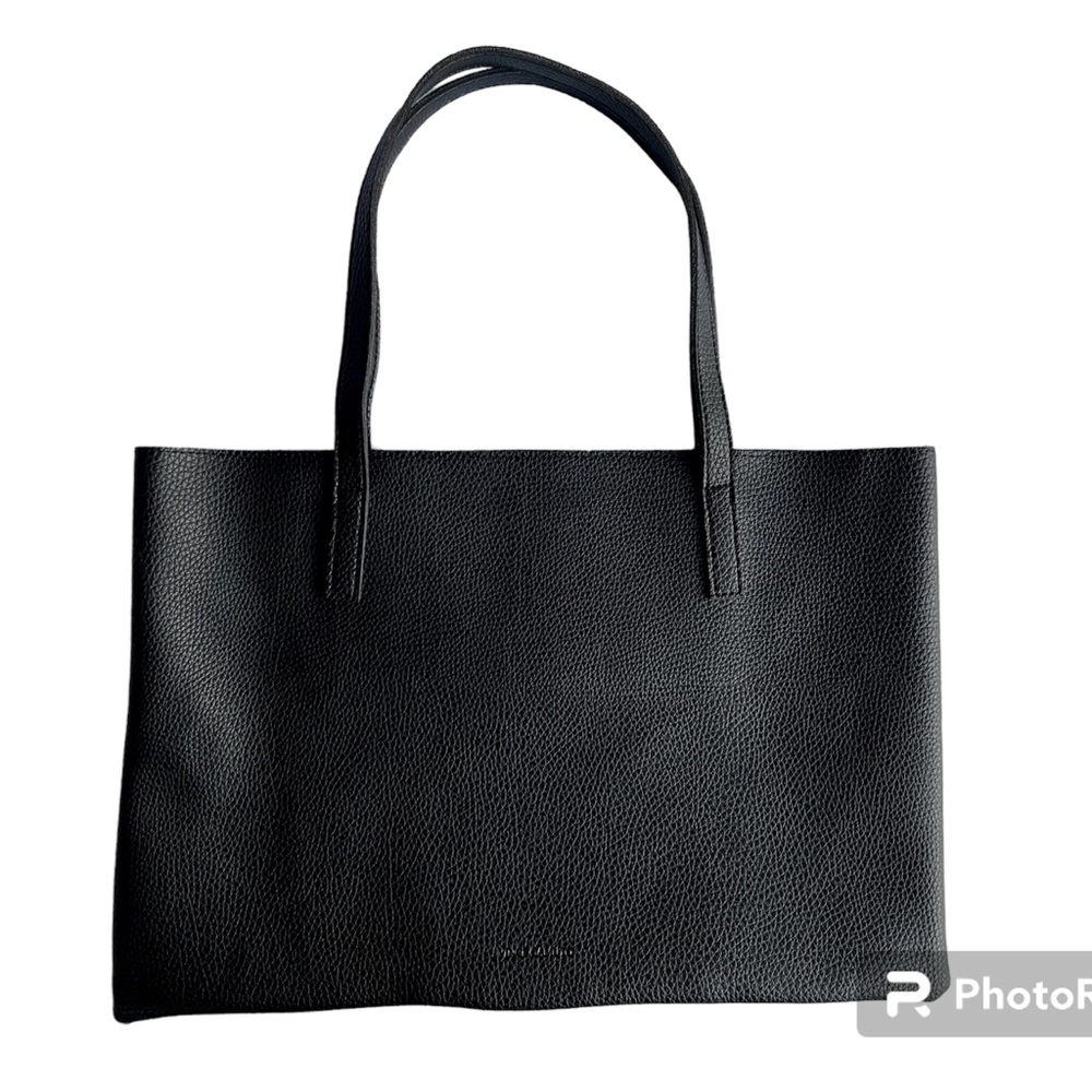 NWOT - Vince Camuto Luck Vegan Leather Tote in Black with Grey Stripe